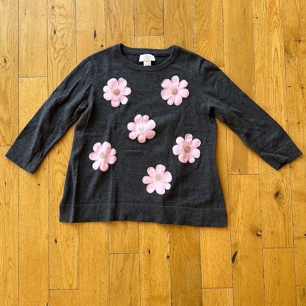 KATE SPADE girls sweater size 10y with pink flowers 🌸 EUC!